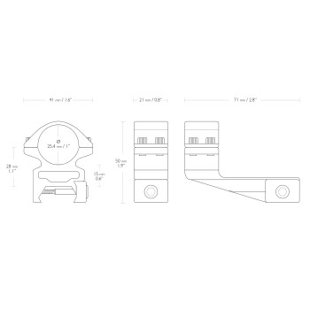 Hawke Extension Ring Mounts 22125 - Weaver 1" High 2" Ext Hawke Extension Ring Mounts 22125 - Weaver 1" High 2" Ext